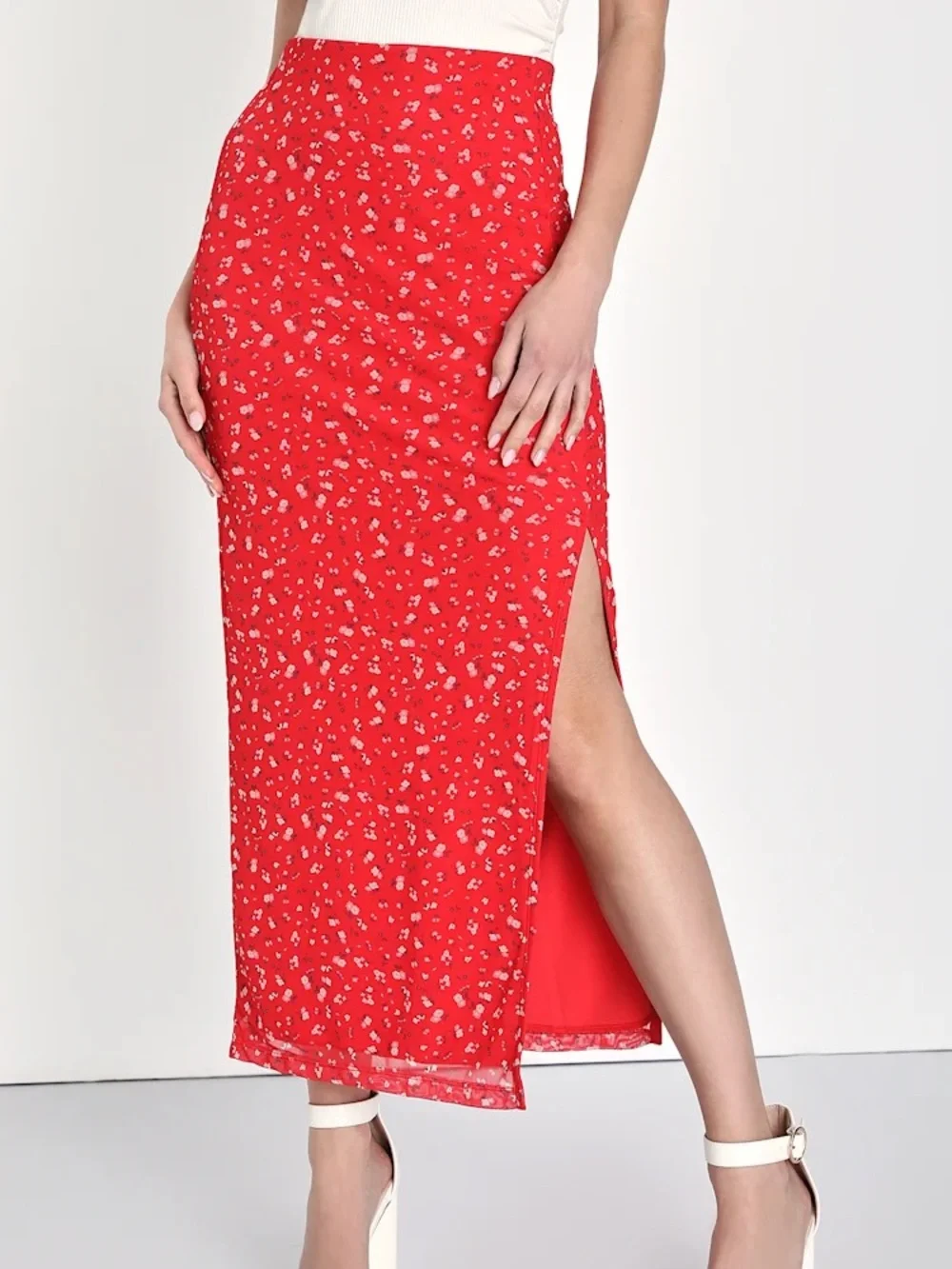 Free People Rosalie Mesh High-Rise Midi Skirt